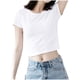 thumbnail image 4 of Camiseta blanca ajustada de manga 3/4 para mujer - Camiseta básica informal - Tejido puro - S-XXXL, 4 of 6