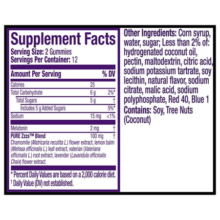 Vicks ZzzQuil Pure Zzzs Melatonin Sleep Aid Gummies, Dietary Supplement, 24 Ct