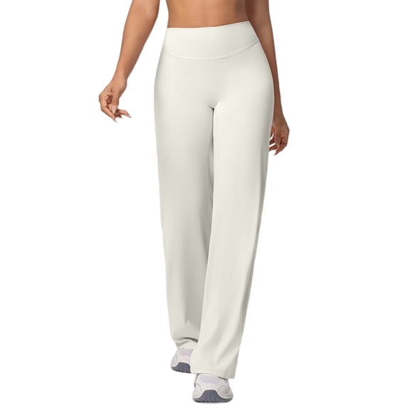 Leggings d'Entraînement pour Femmes Sans Couture à l'Avant, Leggings Droits Blancs G