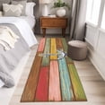 thumbnail image 4 of Nautical Anchor 2'x6' Runner Rugs for Hallway Kitchen Bedside Non Slip Washable, Country Vintage Colorful Wooden Plank Entryway Rug Runners with Rubber Backing, Long Carpet Runner for Laundry Room, 4 of 8