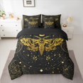 thumbnail image 2 of Castle Fairy Gold Animal Moth Twin Bedding Sets 7-Piece for Kids Teens Adults,Glitter Stars Print Bedding Comforter Set Microfiber,Bohemian Exotic Style Breathable Sheet Sets,Ultra Soft Home Decor, 2 of 8