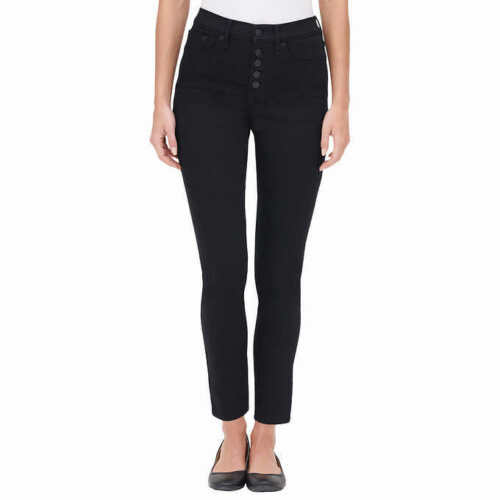Exposed Button Jeans, Jet Black 