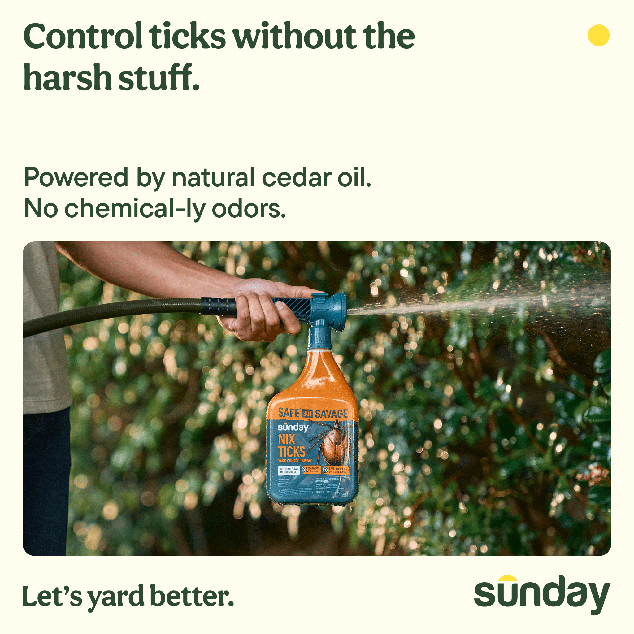 Sunday Nix Ticks Plant-Based insect Control Spray & Repellent 32 fl oz,  5,000 sq ft