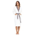 thumbnail image 2 of Women’s 100% Terry Cotton Bathrobe Toweling Dressing Gown Robe Two Tone WhiteGray, 2 of 6