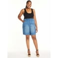 thumbnail image 2 of Madden NYC Women's Juniors Plus High-Rise Oversized Cargo Shorts, Sizes 1X-4X, 2 of 5