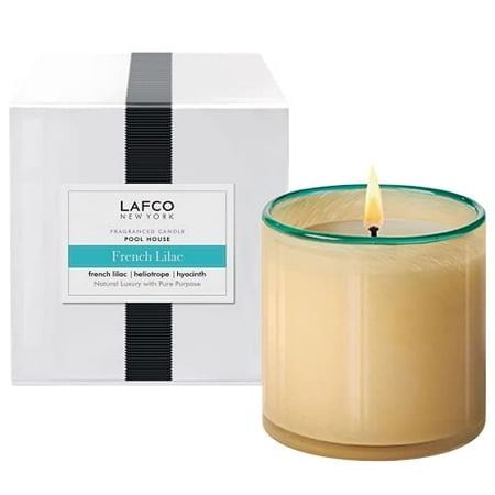 LAFCO New York Classic Candle French Lilac - 6.5 oz - 50-Hour Burn Time - Reusable Hand Blown Glass Vessel - Made in The USA