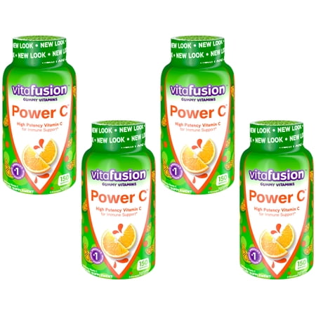 4 Pack - Vitafusion Power C Adult Vitamins Gummy, Immune Support, Natural Orange 150 ea