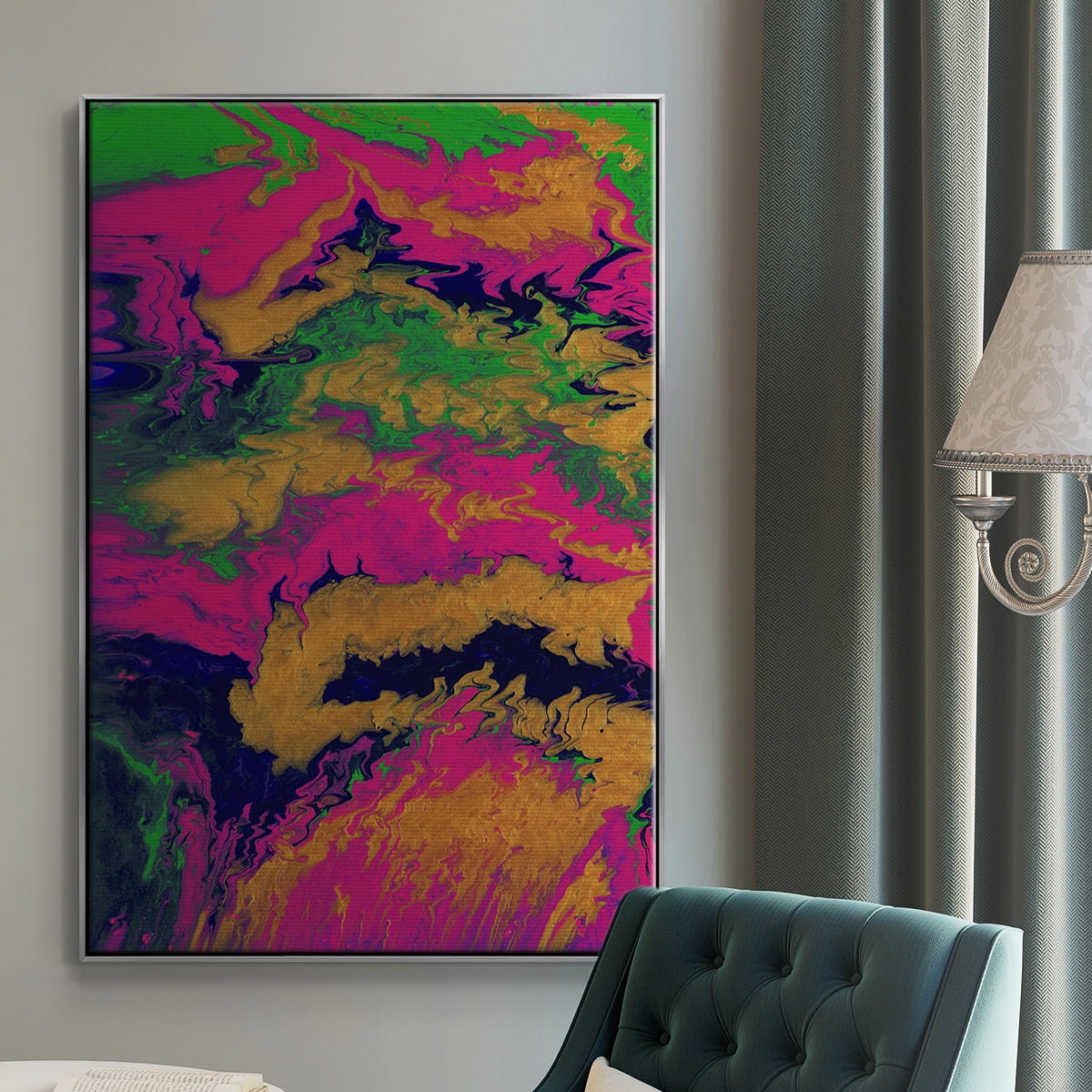 M48 Framed Premium Gallery Wrapped Canvas - Ready to Hang - 27 x 41 - Silver Floating Frame