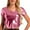 Pink, variant on Women's Crop Top Solid Color Reflective Shiny Metallic Round Neck Short Sleeve Crop Top T Shirt Work Shirt Women