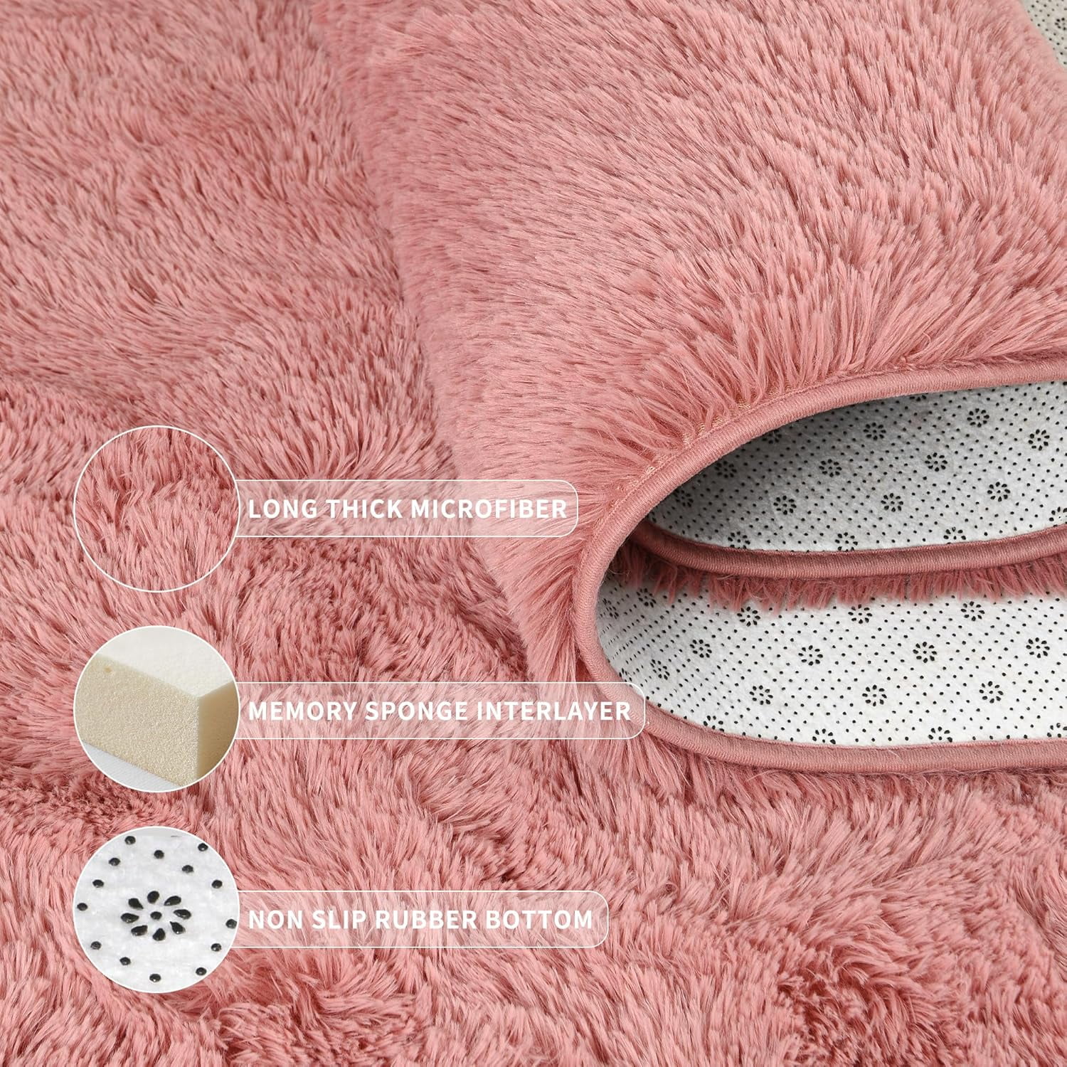 Lochas Soft Plush Fluffy Rugs Modern Indoor Shaggy Area Rug for Bedroom Living Room Home Decor Floor Carpet,5'x8',Blush Pink