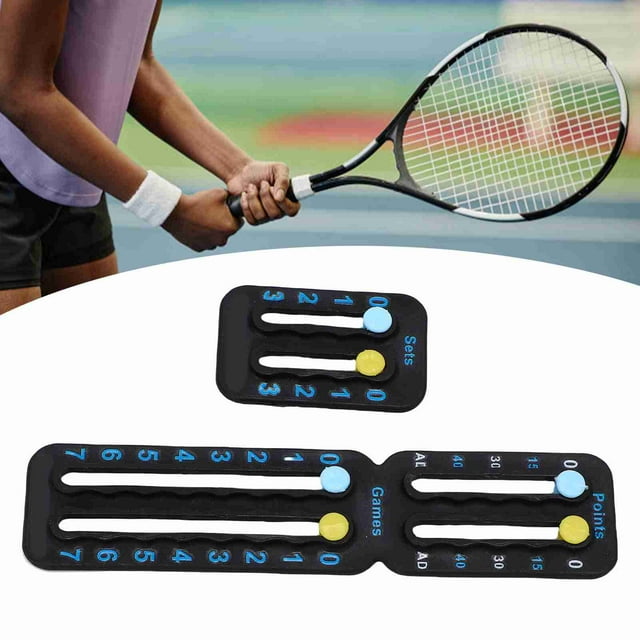 Tennis Score Keeper, ABS Plastic Score Counter with Adhesive Mount for Tennis Racquets Point Game Set Tracking
