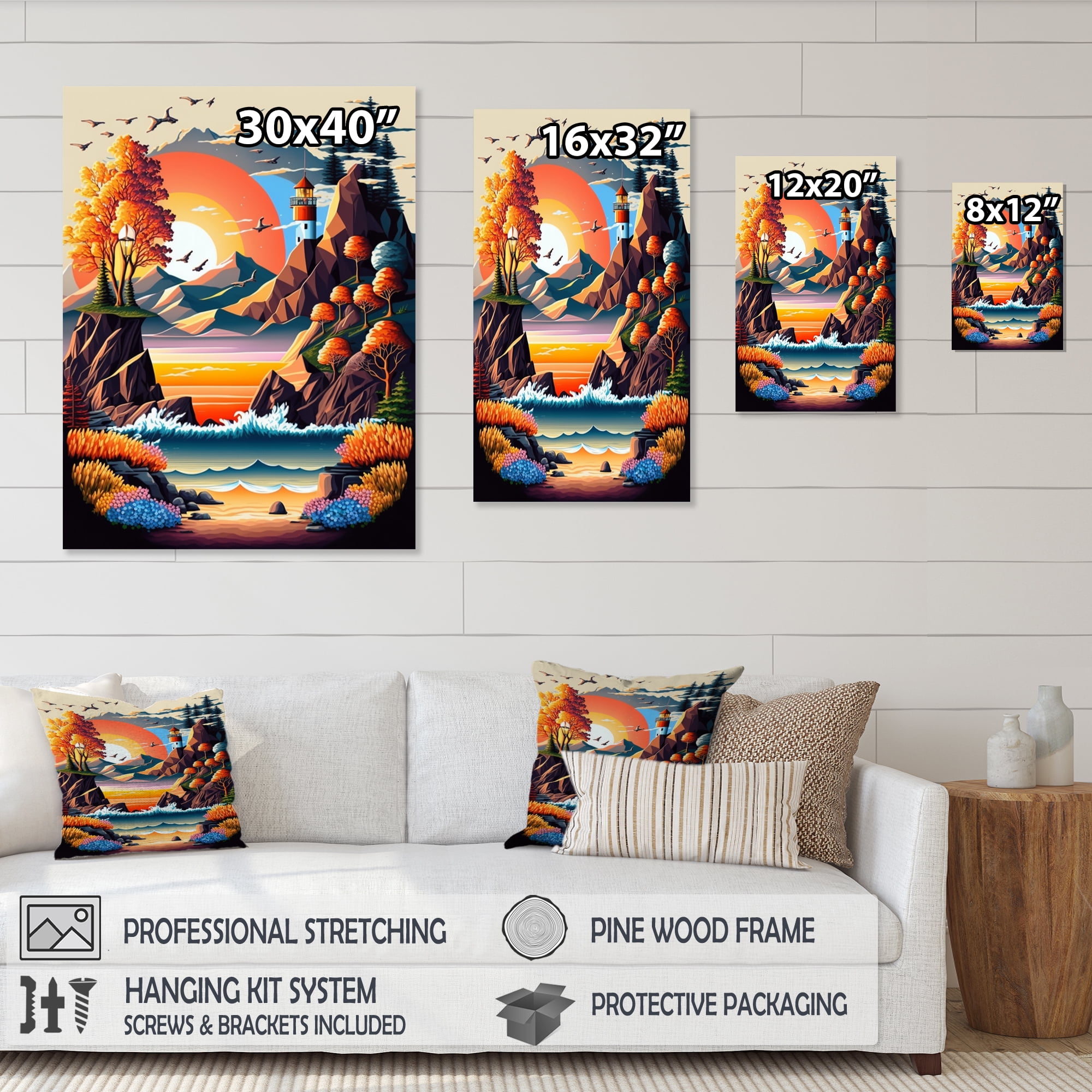 Designart Sunset In Modern Vector Style I Canvas Wall Art