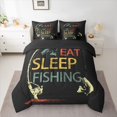 thumbnail image 2 of Homewish Teenagers Eat Sleep Fishing Bedding Comforter Set 7 Pieces,Retro Lake Life Full Bedding Set Lightweight,Vintage Aesthetic Fitted Sheet Flat Sheet,Luxury Bedroom Decor,Reversible, 2 of 8