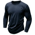 thumbnail image 2 of Yaoyar Men's T-Shirt, Classic Long-Sleeve Long Sleeve Graphic T-Shirt Casual Fashion High Elasticity Thermal Undershirt Soft Tops,Navy,L, 2 of 7