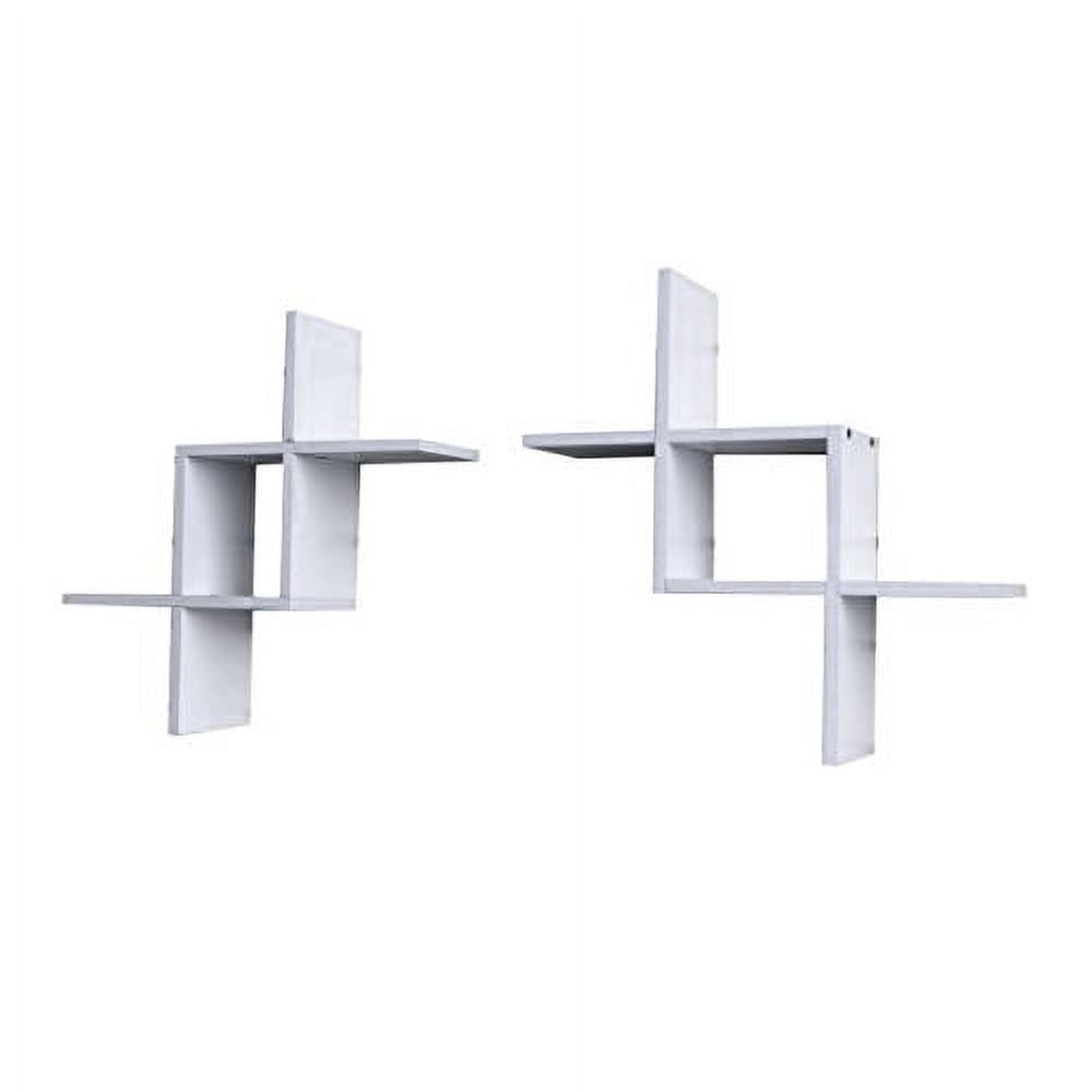 Lowestbest Wood Wall Shelf for Home, Reversed Criss Cross Wall Shelf, Set of 2