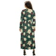 thumbnail image 2 of FKELYI Christmas Flower Print Womens Fall Dress Long Sleeve Maxi Dress for Wedding Party Casual Outdoor Cloth V Neck Soft Dresses with Pocket, M, 2 of 6