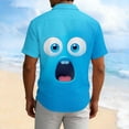 thumbnail image 3 of Maqroz Men's Plus Size Button Down Shirt Short Sleeve Funny Face Graphic Shirts Casual Summer Holiday Vacation Beach Hawaiian Top Novelty Graphic Tops, 3 of 5