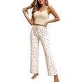thumbnail image 2 of Xaqiouau Women Cute Floral Pajama Set Cami Tank Top and Pants 2 Piece Lounge Set Lace Trim Sleepwear Casual Home Outfit, 2 of 7