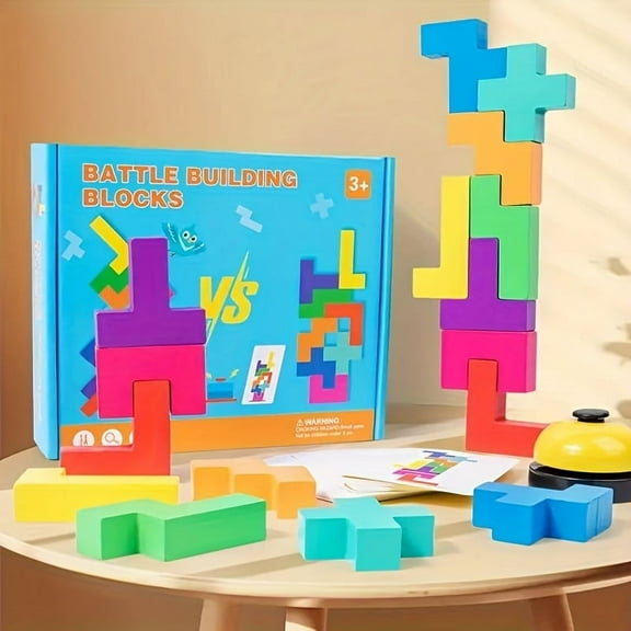 Wooden Stacking Puzzle Toy, Colorful Tower Stack Game for Kids Ages 3 4 5 6 7 8, Educational Wooden Blocks, Montessori Math Counting Blocks, Balance Game for Family Party Gift