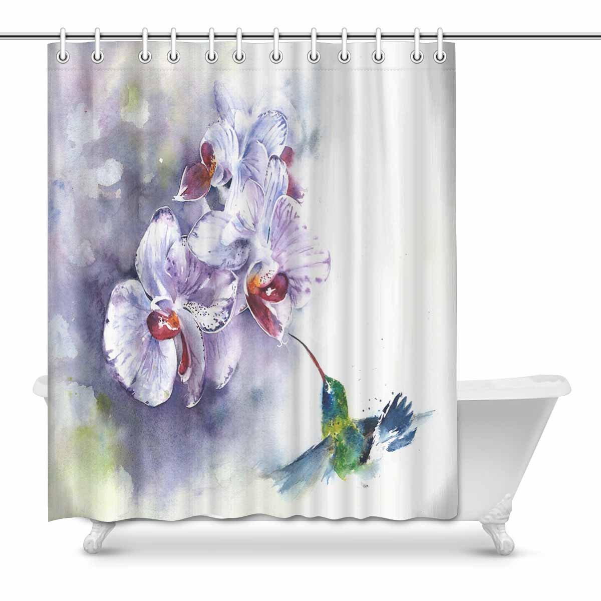 Pop Orchids With Hummingbird Watercolor Design Painting Art Handmade Isolated On White Country House Image Bathroom Shower Curtain Decor Set 60x72 Inch Walmart Canada
