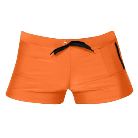 snowsong Mens Swim Trunks Mens Underwear Mens Double Briefs Mesh Buttock Lifting Thong Mesh Breathable Lace Up Swimming Trunks Mens Shorts Red S