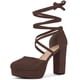 thumbnail image 1 of Zapatos de Tacón Grueso Allegra K con Tiras y Plataforma con Cordones para Mujer Café 42, 1 of 6