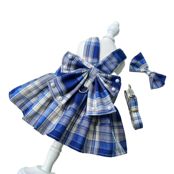 TELOLY Dog Clothes Stylish and Practical Dog Dress,Soft-Touch Material Chic Plaid Pattern Dog Clothes for Small Dogs,Blue,Xs