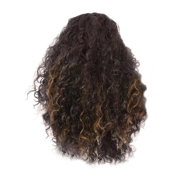 Wig with Bangs, Wigs for Women, Ladies Front Lace Wig Set Black Mid-length Curly Hair Simulation Wig
