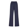 thumbnail image 4 of HKYNLAG Womens Cotton Linen Pants With Pockets Pull On Petite Summer Pants Drawstring Elastic Waist Pants Lounge Pants Straight Leg Lightweight Trousers Navy L, 4 of 5