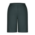 thumbnail image 4 of BLVB Women's Bermuda Long Shorts with Pockets Elastic Waisted Knee Length Shorts for Women Walking Athletic Lounge, 4 of 5