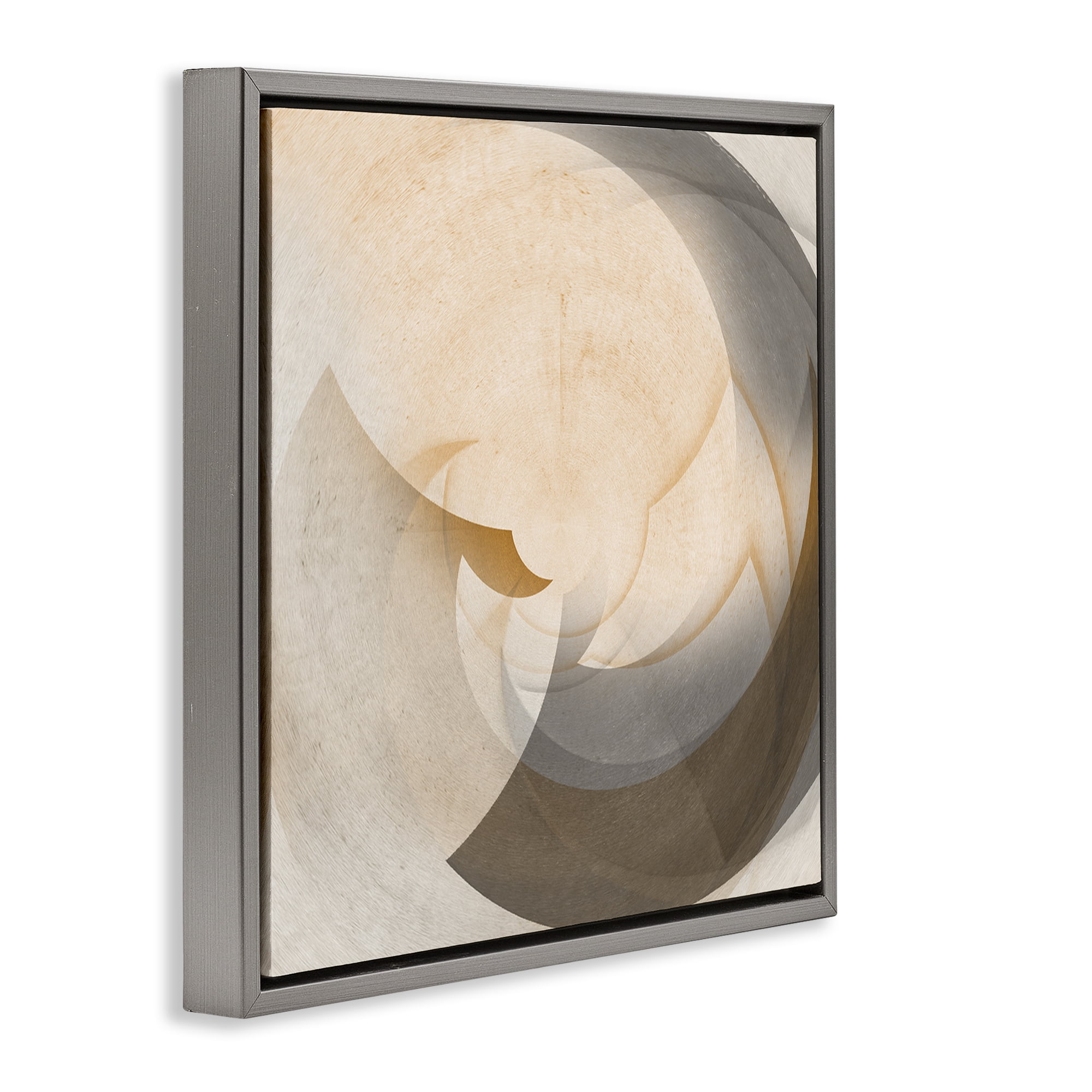 Stupell Industries Shadowed Form Curve Abstract Painting Gray Floater Framed Canvas Art Print Wall Art, 18 x 18