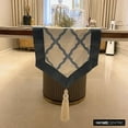 thumbnail image 5 of Decorative Blue Table Runner 6 Seater Table Runner (14 x 72 inch), Lattice & Tassels Table Runner, Satin fabric Table Linen, Geometric Pattern Modern Style - Adonia, 5 of 10