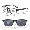 thumbnail image 2 of Mens Womens Rectangle Gray Clear Reading Glasses Polarized Magnetic Clip-on Sunglasses TR90 Readers +3.00, 2 of 6