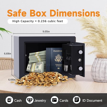 Small Safe Box for Money with Code and Keys