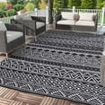 thumbnail image 3 of EastVita 10 X 14 ft Plastic Black and White Rectangular Beach Front Porches Patio Picnic RV Camping Garage Bohemia Area Rug, 3 of 8