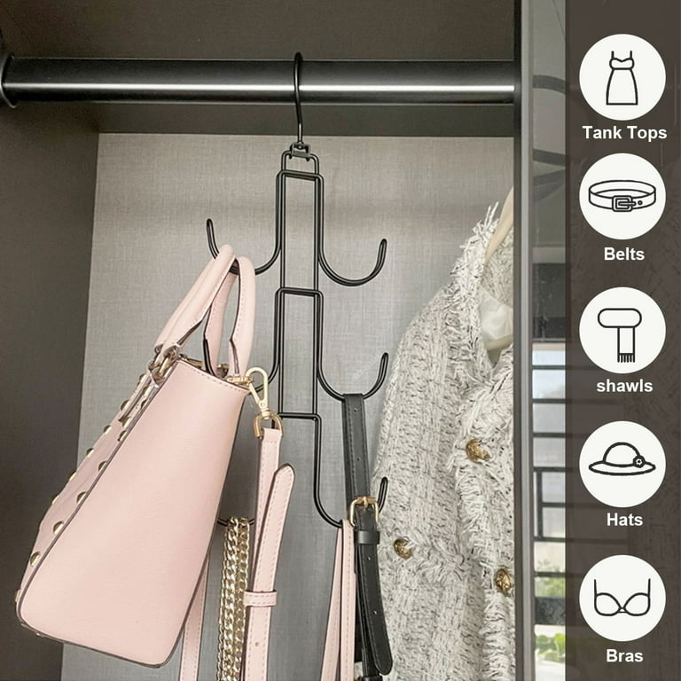 Purse Hanger Organizer for Closet 4 Pack Handbag Metal Holder Purse Holder Closet Organization Storage Hook for Bags Tie Hats Belts Scarves Tote
