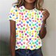 thumbnail image 5 of Tops de Ajuste Suelto para las Mujeres Impreso Manga Corta Suéter Camiseta Cuello Redondo Blusa Casual, Top de Moda para el Uso Diario Y las Salidas, 5 of 6
