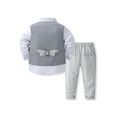 thumbnail image 2 of TSSOE Toddler Boys 3Piece Formal Dresswear Suit Long Sleeve Dress Shirt +Tuxedo Vest +Pants Baptism Grey 90, 2 of 7