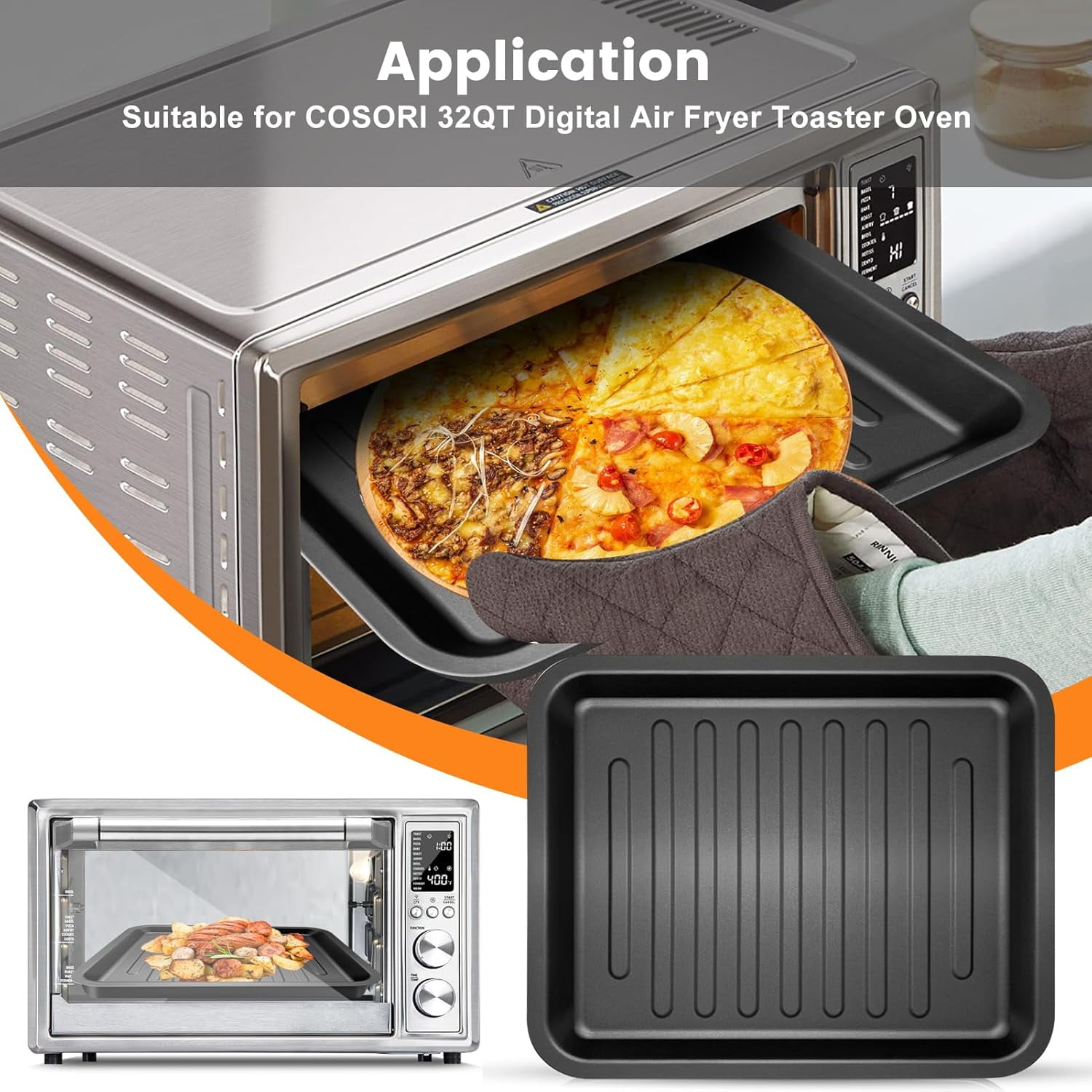 Air Fryer Grill Pan for COSORI 13 in 1 CS130-CFH CS130-AO 12 in 1 CO130-AO 32Qt Air Fryer Toaster Oven Combo, Air Fryer Rack Accessories Replacement Parts Grill Plate Crisper Plate Tray
