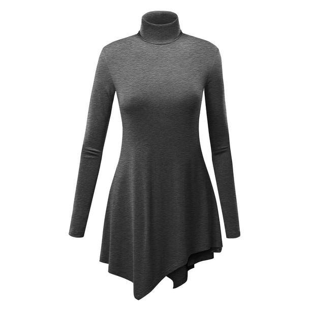 Made by Johnny - MBJ WT993 Womens Turtle Neck Long Sleeve Top with ...