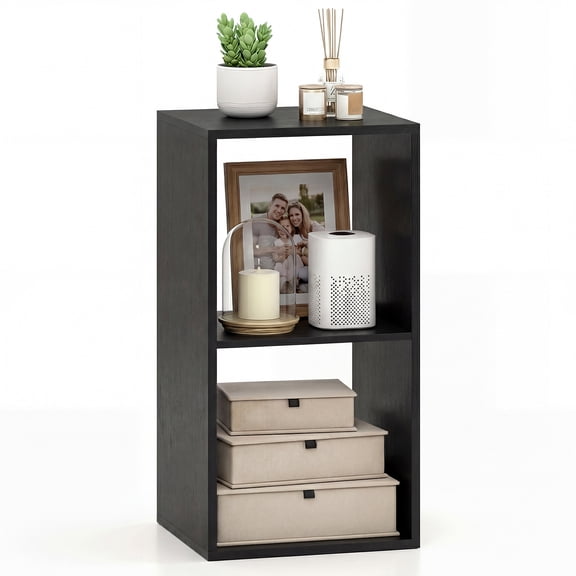 Giantex 2-Cube 3-Tier Bookcase Open Storage Bookshelf Black