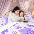 thumbnail image 4 of meiyoeat Cute Bow Letter J Full Size Bedding Sets for Girls, Floral Plaid Full Size Bed in a Bag for Bedroom, Purple, Reversible, 7-Piece, 4 of 6