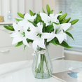 thumbnail image 3 of 8 Pcs Artificial Tiger Lily Real Touch Lily Easter Lily Fake Spring Flowers for Wedding Home Party Easter Decoration Plastic Lily Faux Flowers (White, 8), 3 of 8