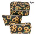 thumbnail image 2 of 3PCS Daisy Makeup Bags Portable Cosmetic Organizer Pouches Travel Toiletry Bags, 2 of 10