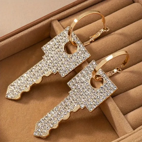 1 Pair Large Boho-Inspired Key Dangle Earrings