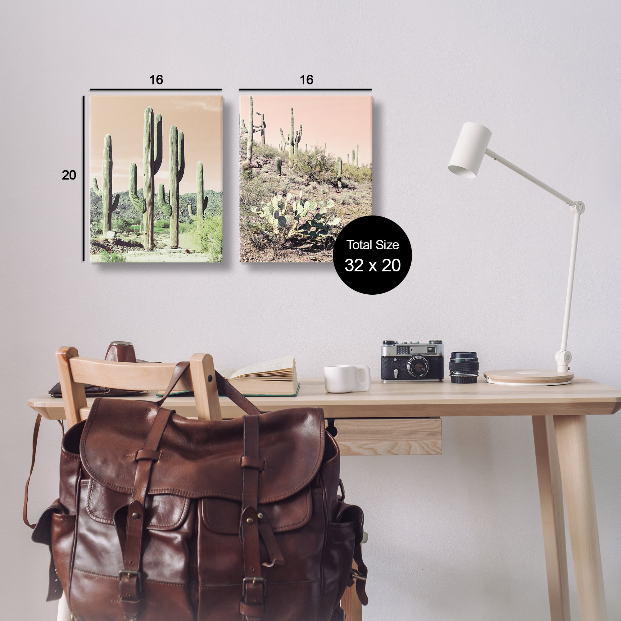 Stupell Industries Saguaro Cactus Desertscape Landscape & Nature Photography Wrapped Canvas Art Print Wall Art, 16 x 20, Set of 2