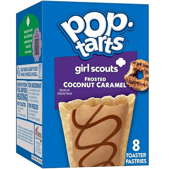 Pop-Tarts Girl Scout Toaster Pastries, Breakfast Foods, Kids Snacks, Frosted Coconut Caramel, 13.5oz Box (8 Pop-Tarts)( Pack of 3 )