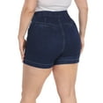 thumbnail image 5 of HDE Women's Plus Size Jean Shorts High Waisted Pull On Shorts Dark Blue 26, 5 of 6