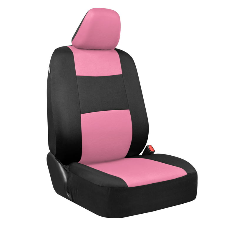 BDK PolyPro Car Seat Covers Full Set, Pink Two-Tone Front and Rear