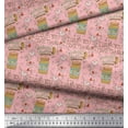 thumbnail image 2 of Soimoi Pink Cotton Voile Fabric Text & Peanut Butter Food Print Fabric by the Yard 42 Inch Wide, 2 of 3